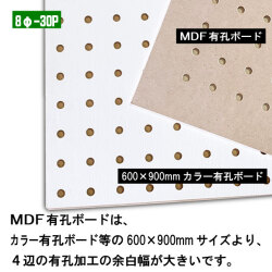 MDF有孔ボード4辺余白（8-30P）4mm×600mm×900mm